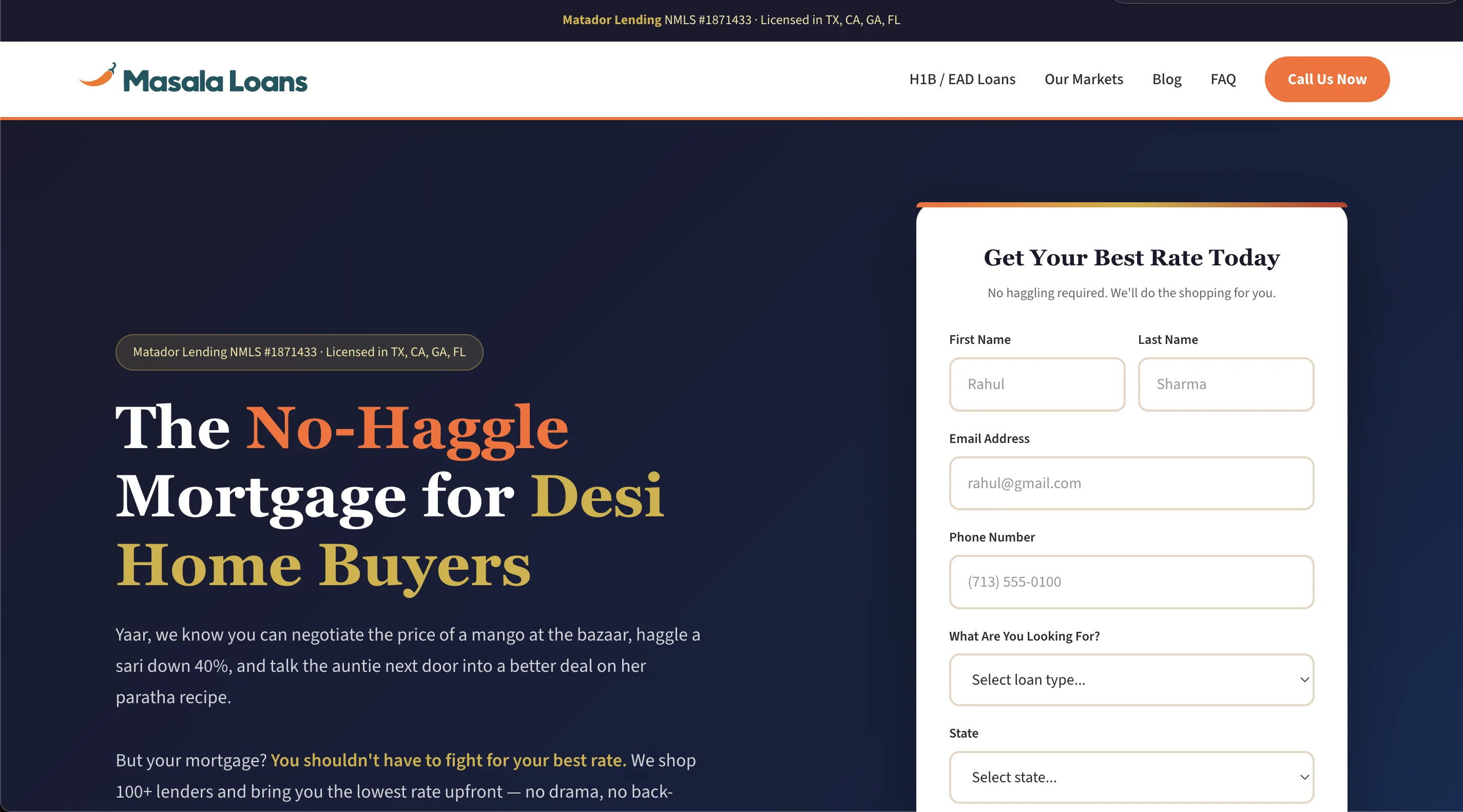 Screenshot of Masala Loans