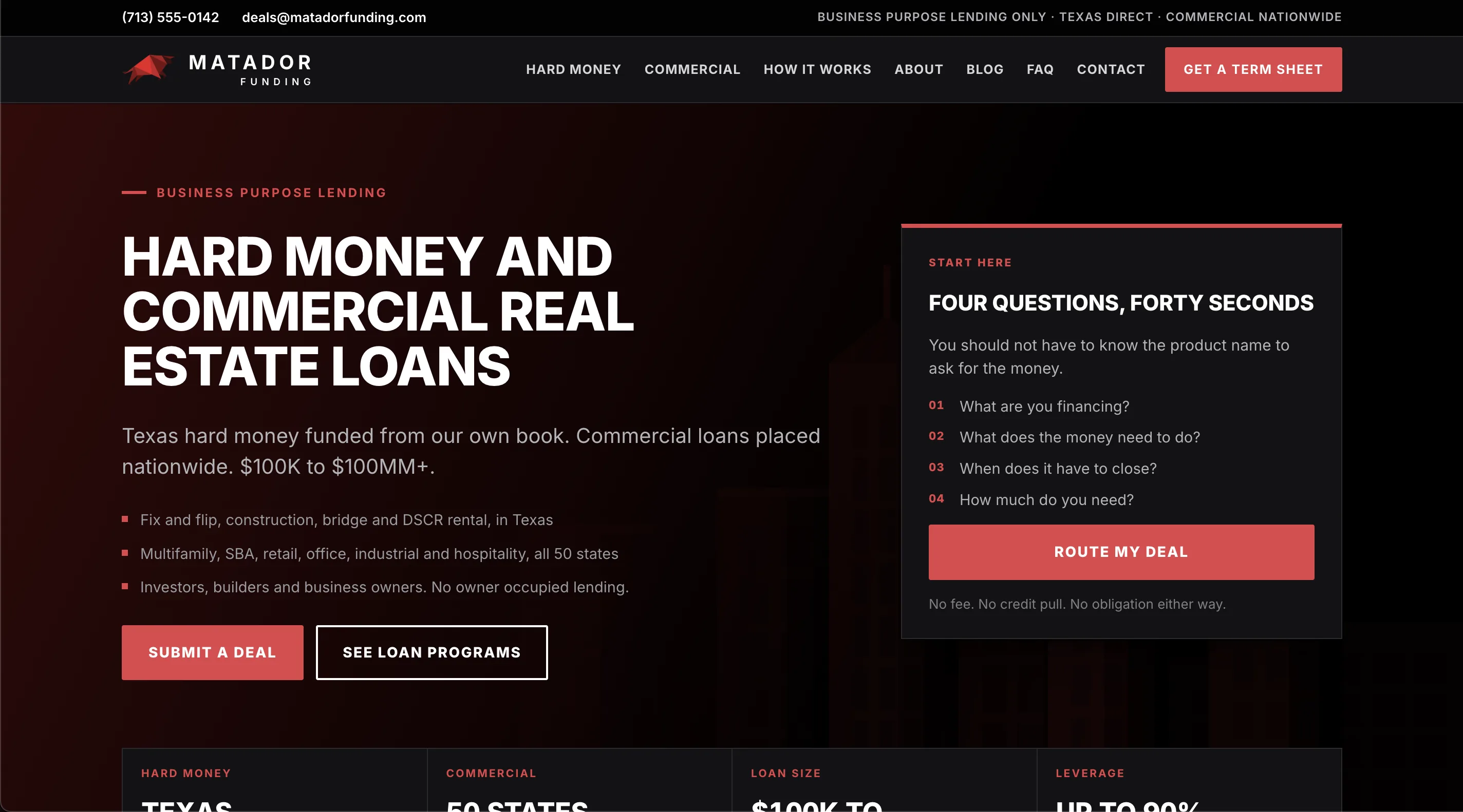 Screenshot of Matador Funding