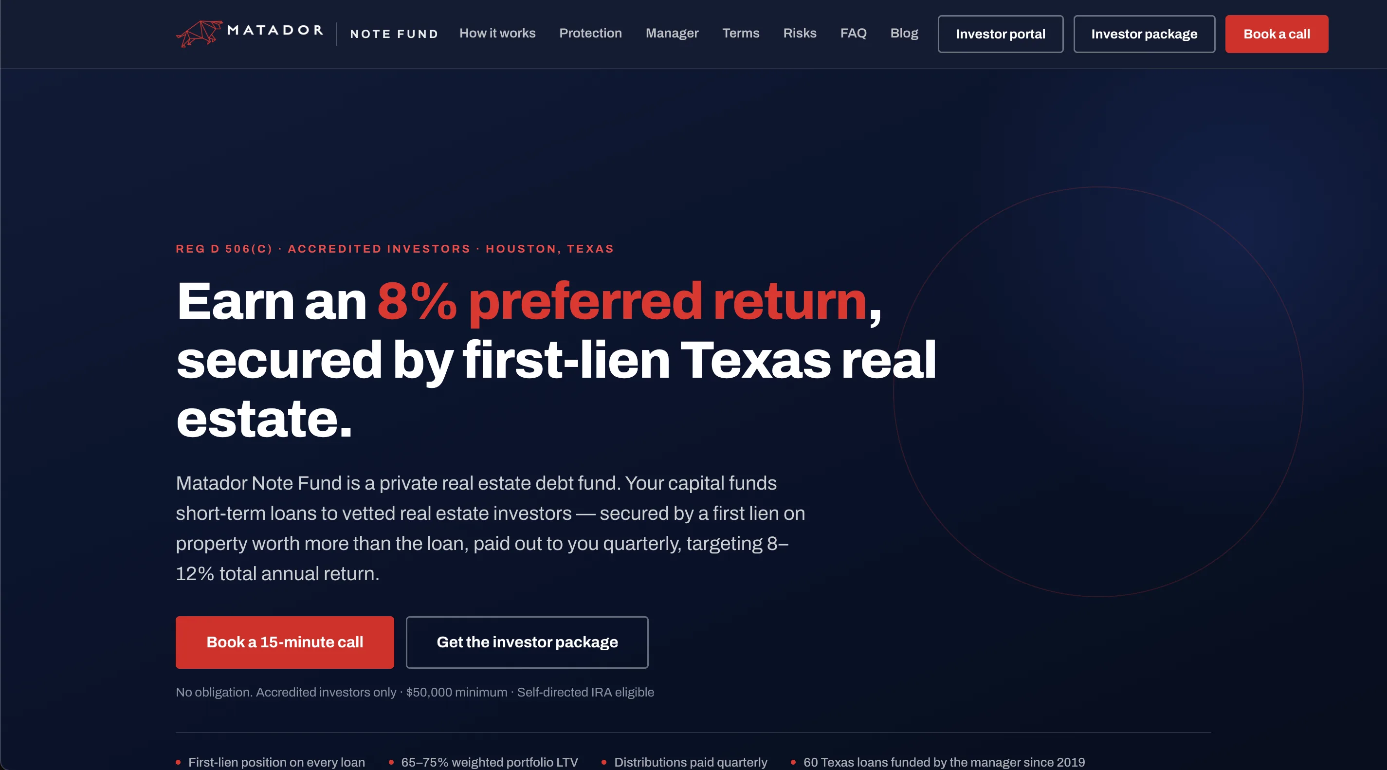 Screenshot of Matador Note Fund